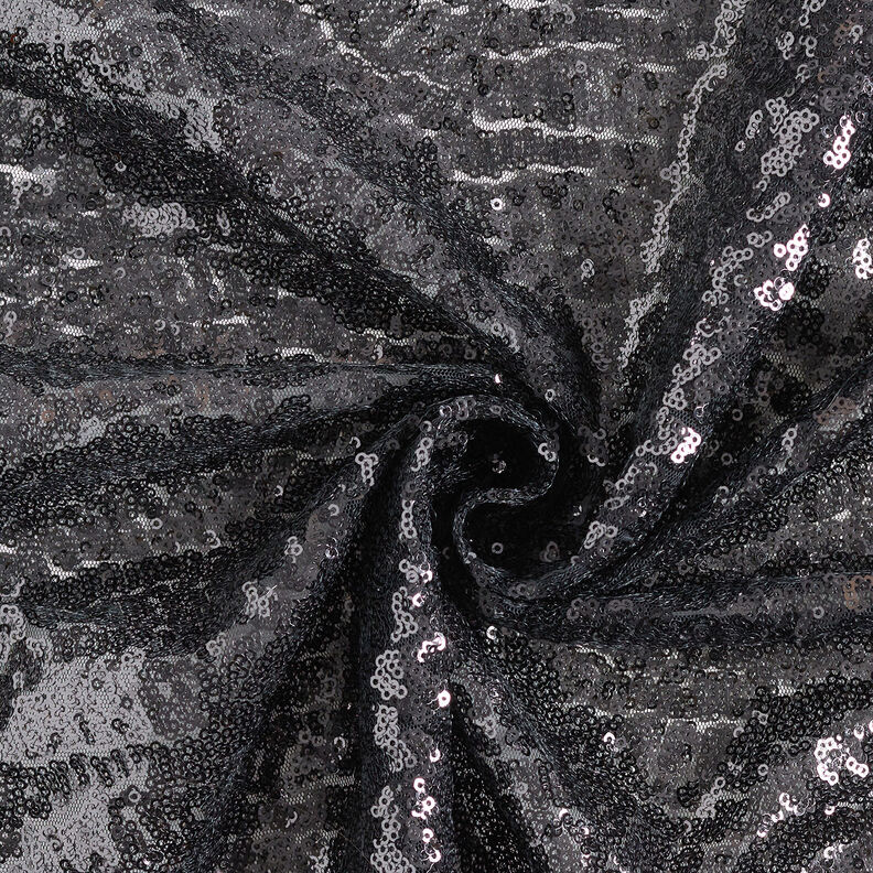 Effen micro-paillettenstof – zwart,  image number 4
