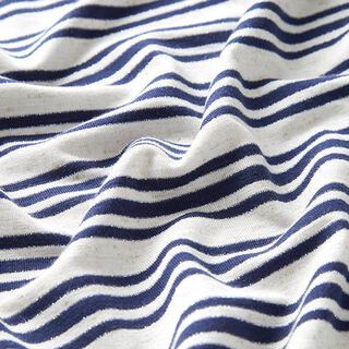 Viscosejersey onregelmatige glitterstrepen – ecru/marineblauw, 