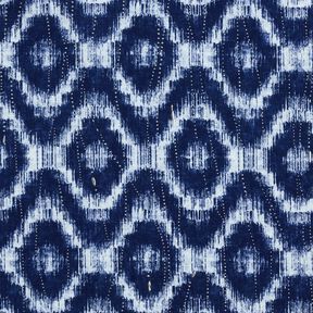 Katoenpopeline Ruiten en glitterdruppels &ndash; indigo/wit, 