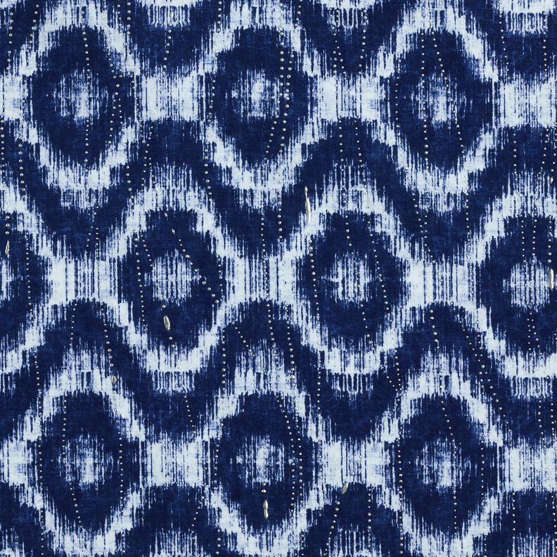 Katoenpopeline Ruiten en glitterdruppels – indigo/wit,  image number 1