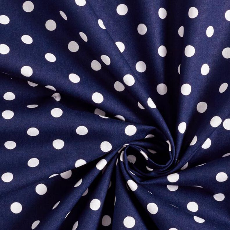 Katoenpopeline Grote stippen – marineblauw/wit, image number 5