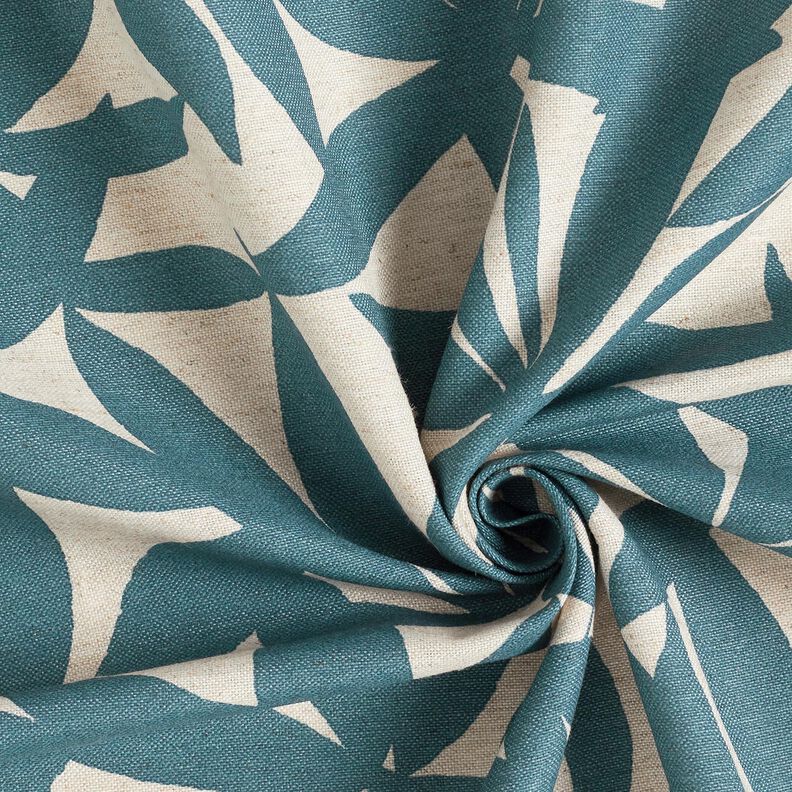Decostof Half panama gewone bladeren – oceaanblauw/natuur, image number 3