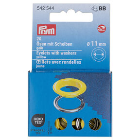 Oogjes met sluitringen [20 stuks | Ø 11 mm] | Prym – geel/zilver metallic, 