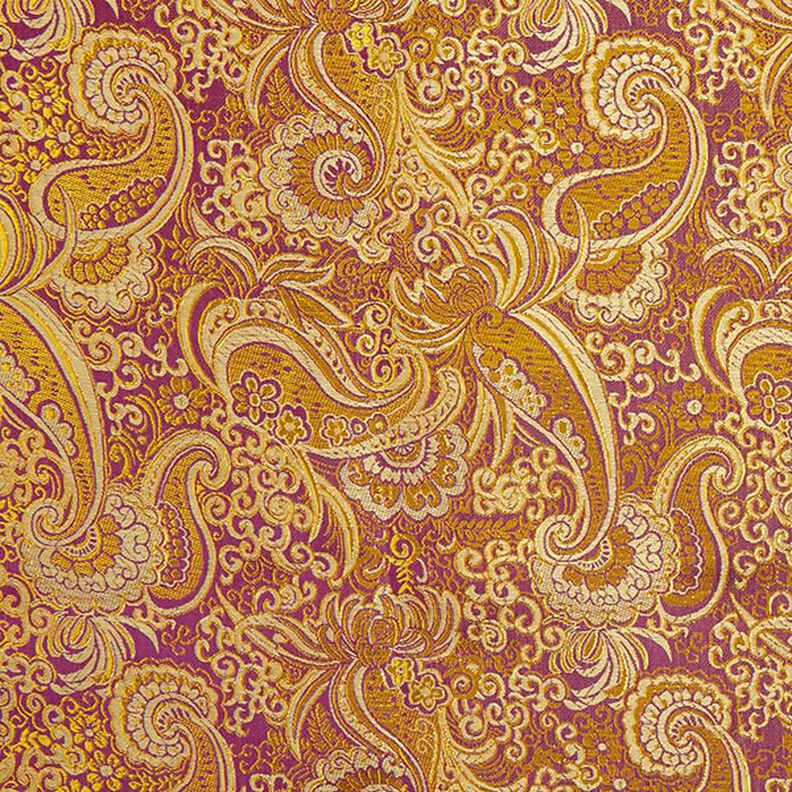 Kledingsjacquard metallic paisley – lila/goud,  image number 1