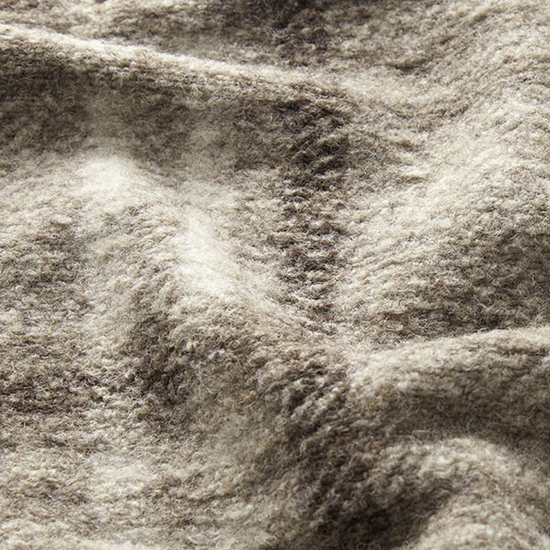 Gebreide mantelstof wolmix geruit – taupe,  image number 2
