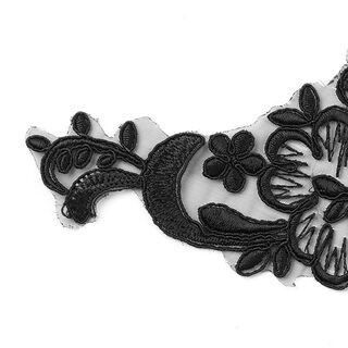 Applicatie bezetting bloemen (7 x 18 cm) - zwart, 
