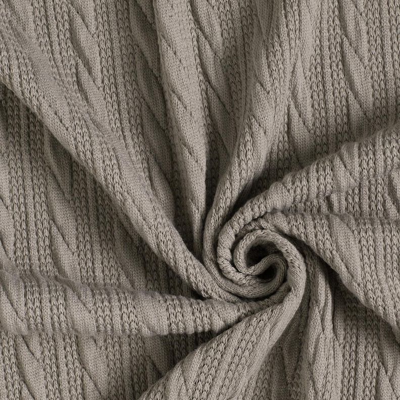 Tricot Cloqué Kabelsteekpatroon – zijdegrijs, image number 3