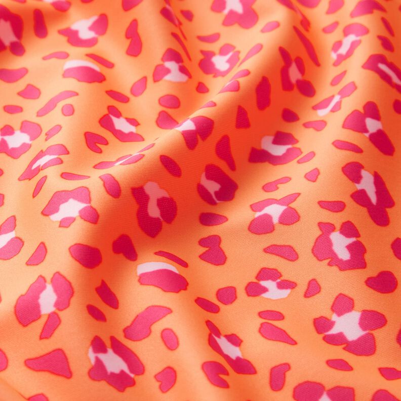 Badpakstof luipaardprint – perzik sinaasappel/intens roze,  image number 2