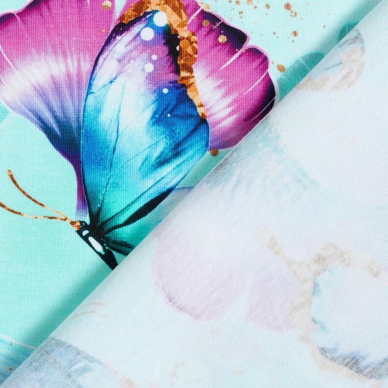 Katoenjersey Ginkgo vlinders | Glitzerpüppi  – ijsblauw,  image number 4