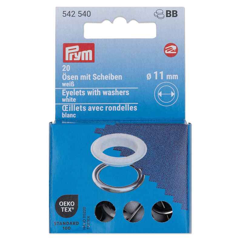 Oogjes met sluitringen [20 stuks | Ø 11 mm] | Prym – wit/zilver metallic,  image number 1