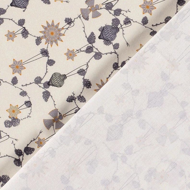 Katoenen stof Popeline Scandinavische boomdecoraties – lichtbeige,  image number 4