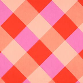 Katoensatijn Large Gingham | Nerida Hansen – koraal/lichtroze, 