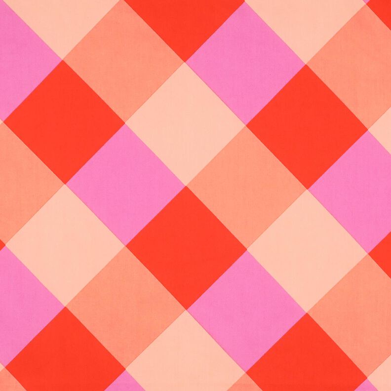 Katoensatijn Large Gingham | Nerida Hansen – koraal/lichtroze,  image number 1
