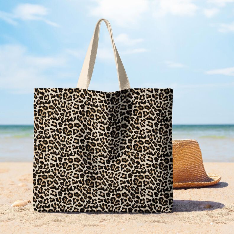 Decostof Jacquard geweven luipaardpatroon &ndash; lichtbeige/zwart,  image number 6