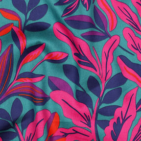 Katoensatijn Lush Leaves | Nerida Hansen – turkoois/purper, 