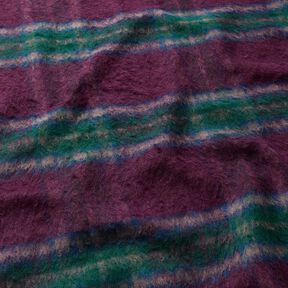 Mantelstof Wolmix geborstelde ruit – merlot/blauwe spar, 