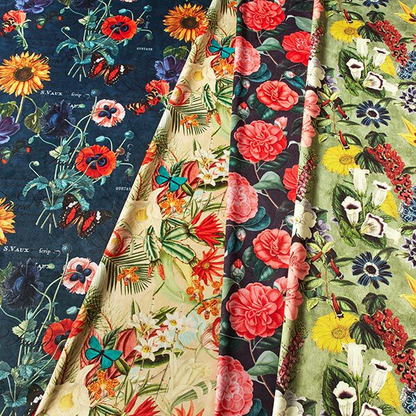 Decoratiefluweel Vintage bloesems – groen/oudroze,  image number 6