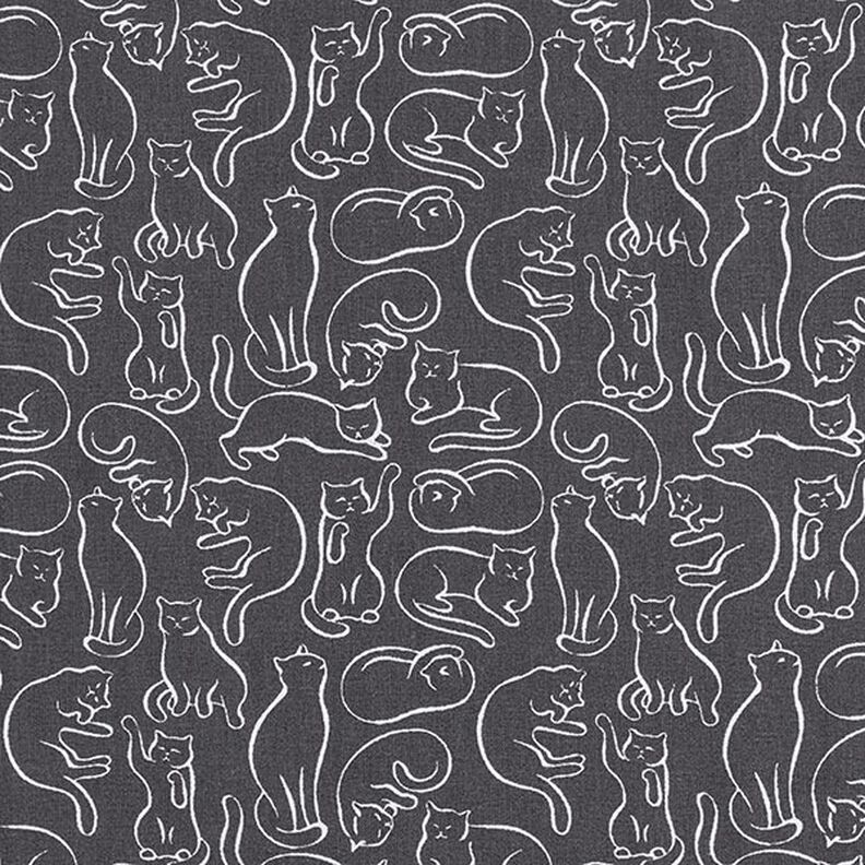 Katoenen stof Cretonne speelse katten – graniet,  image number 1