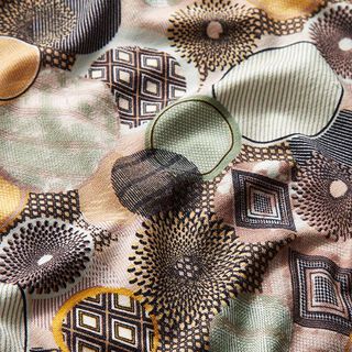 Viscosejersey retro cirkels – riet, 