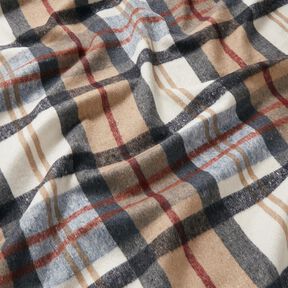 Mantelstof opgeruwde tartan ruit – lichtblauw/beige, 