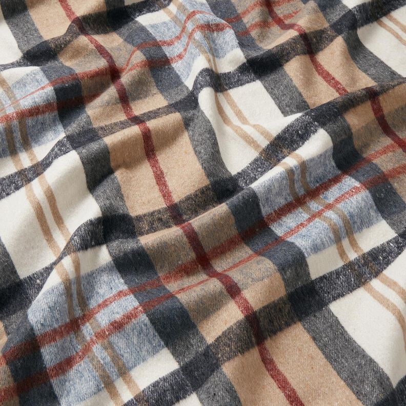 Mantelstof opgeruwde tartan ruit – lichtblauw/beige,  image number 2