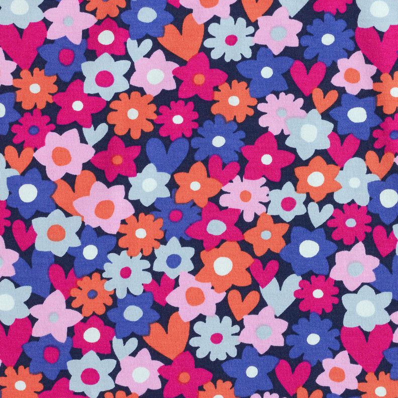 Katoenjersey bonte bloemen | Poppy Fabrics – nachtblauw,  image number 1