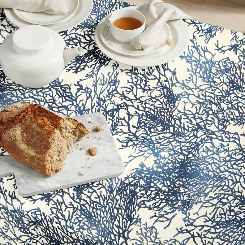 Decostof Half panama fijne koralen – marineblauw/natuur,  image number 8