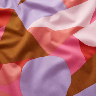Katoenpopeline abstracte vormen | Nerida Hansen – pink/lila, 