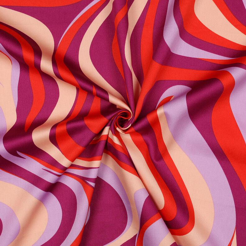 Katoensatijn Retro golven| Poppy Fabrics – purper/oranje,  image number 3