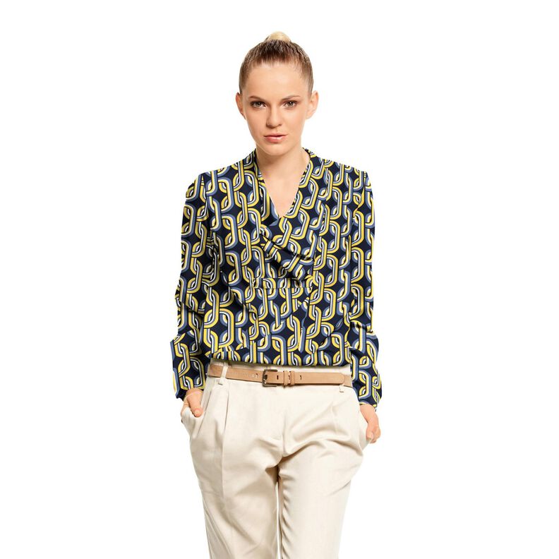 Viscosestof kettingpatroon – marineblauw | Stofrestant 60cm,  image number 5