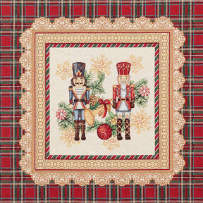 Decopaneel Gobelin Notenkraker duo – karmijnrood/lichtbeige, 