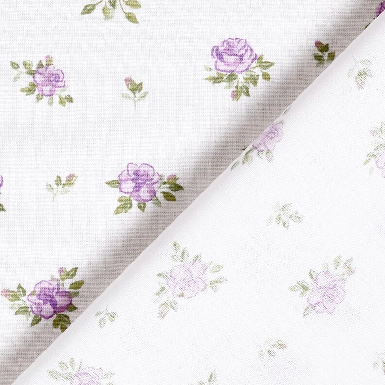 Katoenpopeline Zachte rozen – lavendel/wit, image number 4