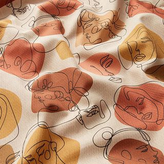 Decostof jacquard retro vormen gerecycled – donker oudroze/natuur, 
