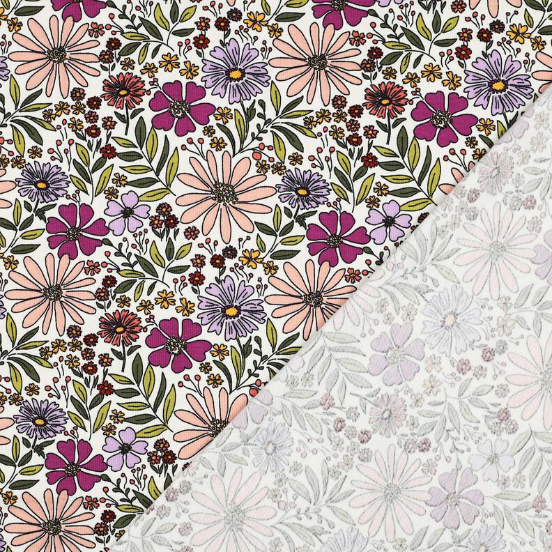 Katoenjersey Bloemenzee| Poppy Fabrics – ecru/lila,  image number 4