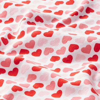GOTS Katoenjersey Kleine harten – wit/rood, 