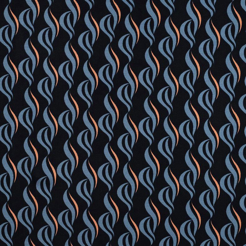 viscose stretch abstracte golven – zwart blauw/licht jeansblauw,  image number 1
