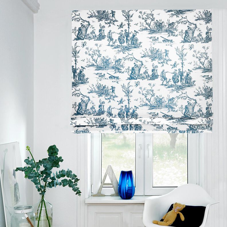 Decostof Half panama blije dansers 280 cm – oceaanblauw/wit,  image number 6