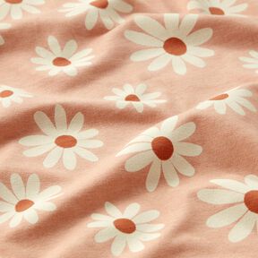 Katoenmix Jersey Bloemetjes – licht oudroze, 