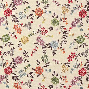 Decostof Gobelin Rozenranken – lichtbeige/rood, 