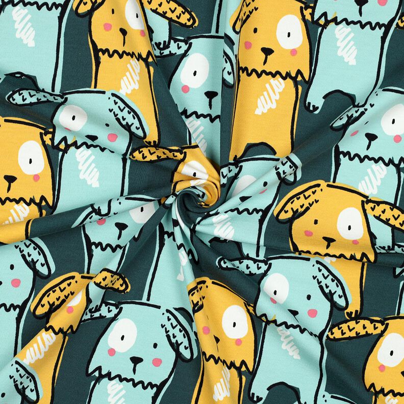 Katoenjersey Honden met hangoren | Poppy Fabrics – donkergroen,  image number 3