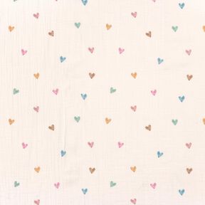 Mousseline/dubbel gehaakte stoffen kleurrijke harten Digitaal printen – wit, 