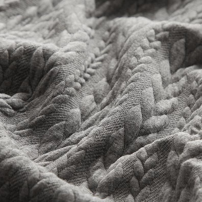 Jerseyjacquard cloqué kabelsteekpatroon – lichtgrijs,  image number 2