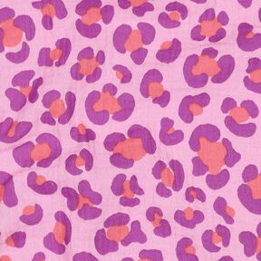 Mousseline/dubbel gehaakte stoffen kleurrijke luipaardprint | Poppy Fabrics – pastelviolet/roodlila, 