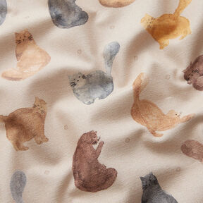 Decostof Half panama geschilderde katten – lichtbeige, 