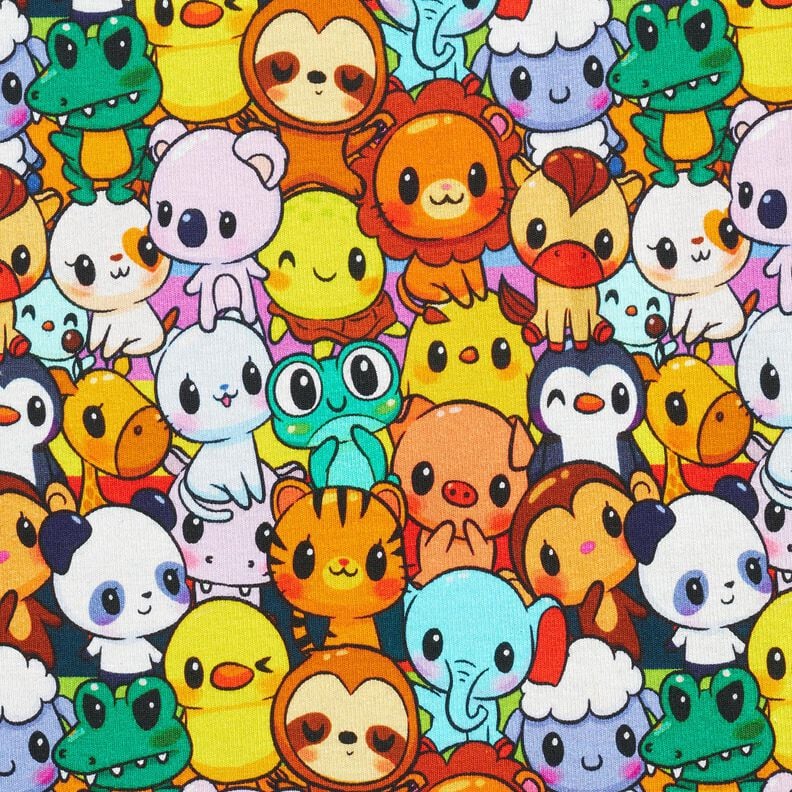 Alpenfleece schattige dierenbende Digitaal printen – citroengeel,  image number 1