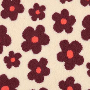 Teddy pluche Bloemen | Poppy Fabrics – cashew/bordeauxrood, 