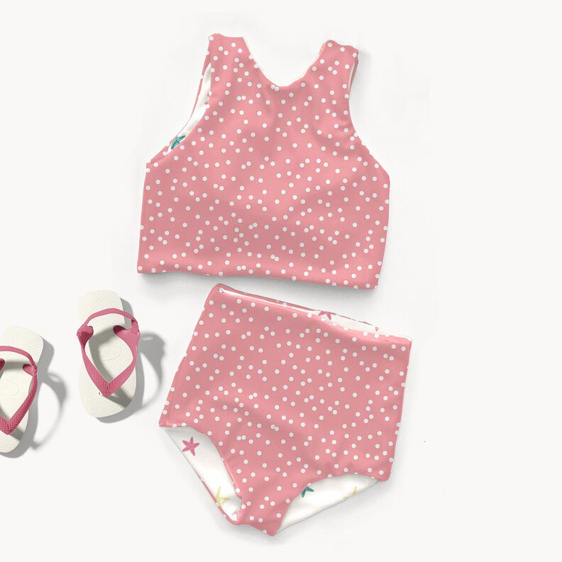 Badpakstof UPF50 Kleine stippen – roze/wit,  image number 5