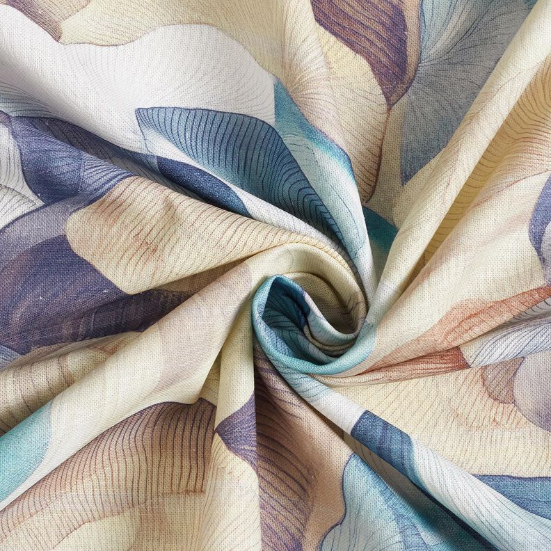 Decostof Half panama abstracte plant – blauw/koper, image number 3