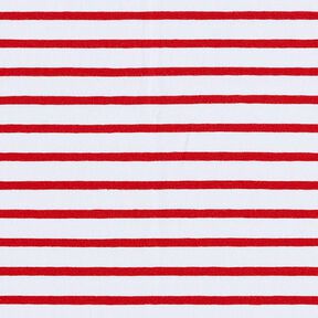 Katoenjersey smalle en brede strepen – wit/rood, 