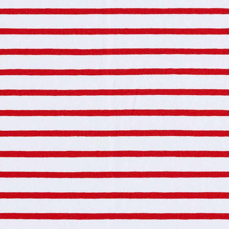 Katoenjersey smalle en brede strepen – wit/rood,  image number 1